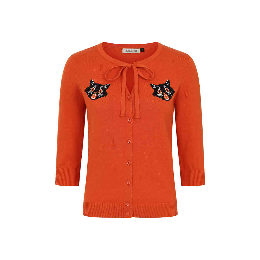 Banned - Mia Scared Cat Strickjacke - Orange